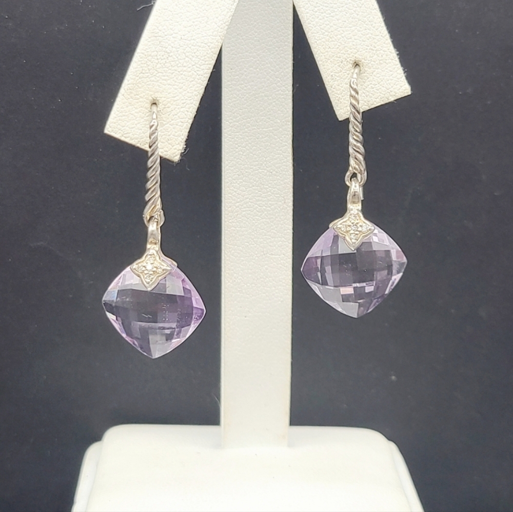 David Yurman Capri Drop Earrings With Lavender Amethyst And Diamonds